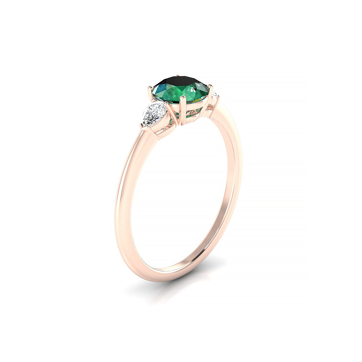 Water | 18k Rose Gold 6 mm Round Emerald Ring