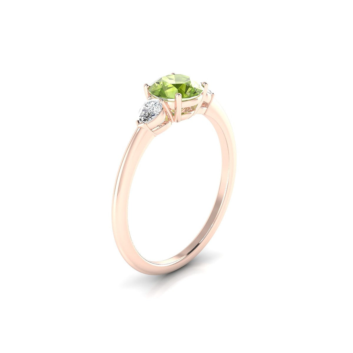 Water | 18k Rose Gold 6 mm Round Peridot Ring