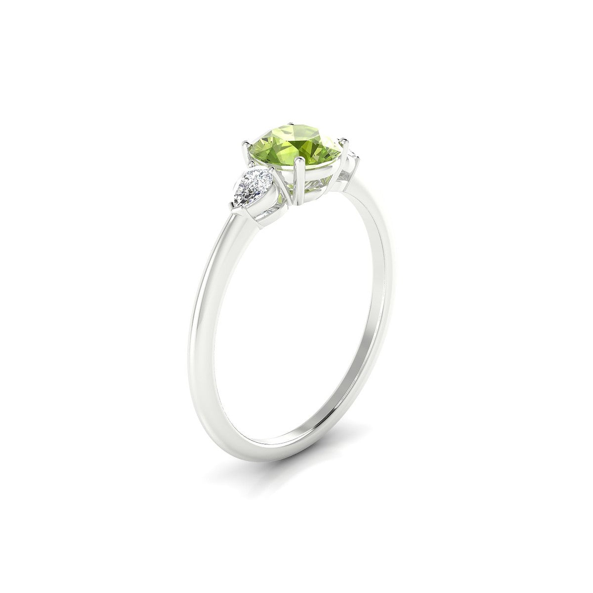 Water | 18k White Gold 6 mm Round Peridot Ring