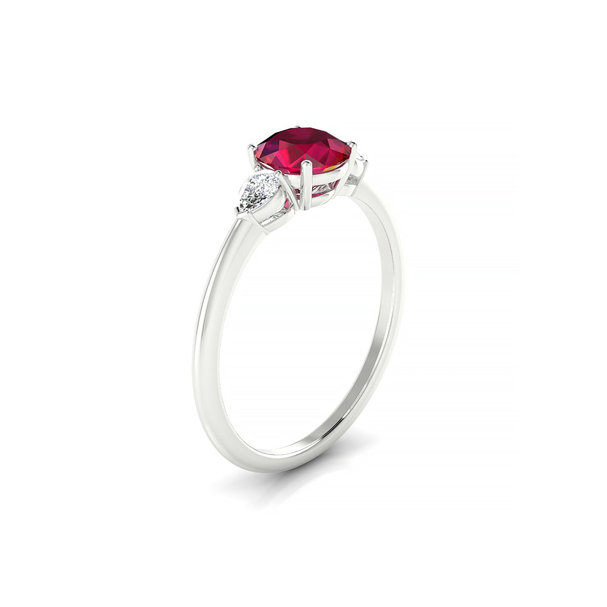 Water | 18k White Gold 6 mm Round Ruby Ring