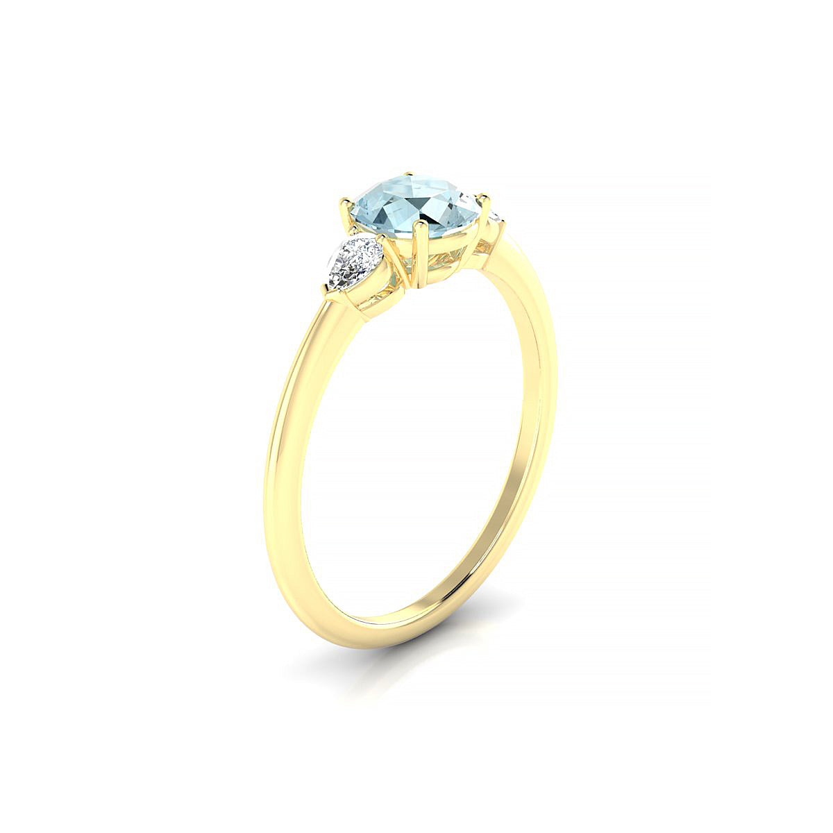 Water | 18k Yellow Gold 6 mm Round Aquamarine Ring