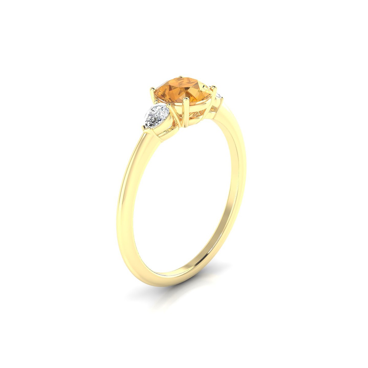 Water | 18k Yellow Gold 6 mm Round Citrine Ring