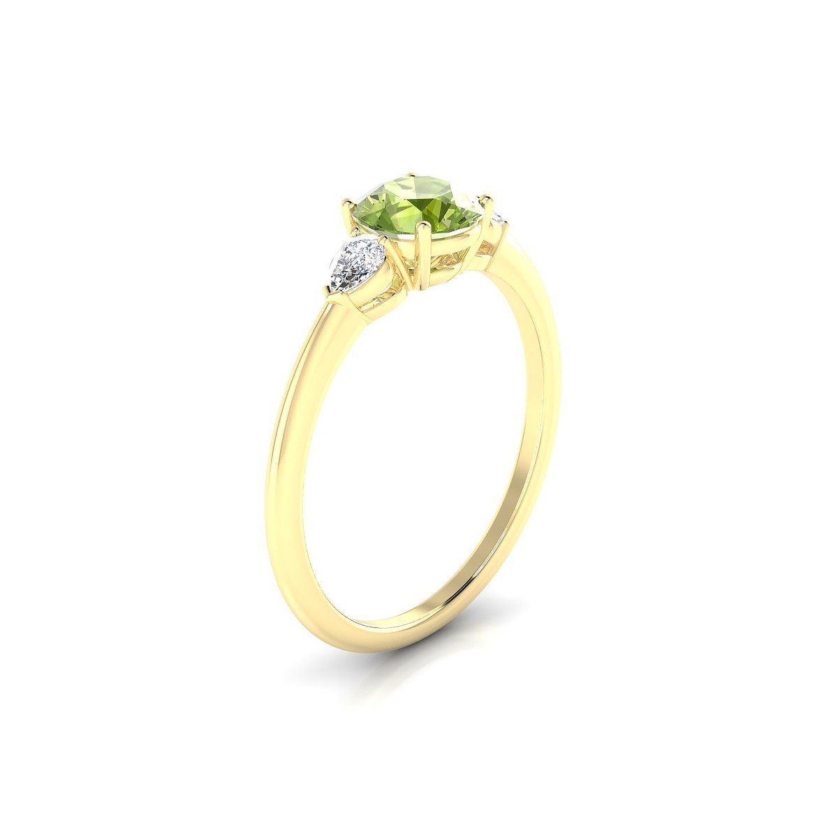 Water | 18k Yellow Gold 6 mm Round Peridot Ring