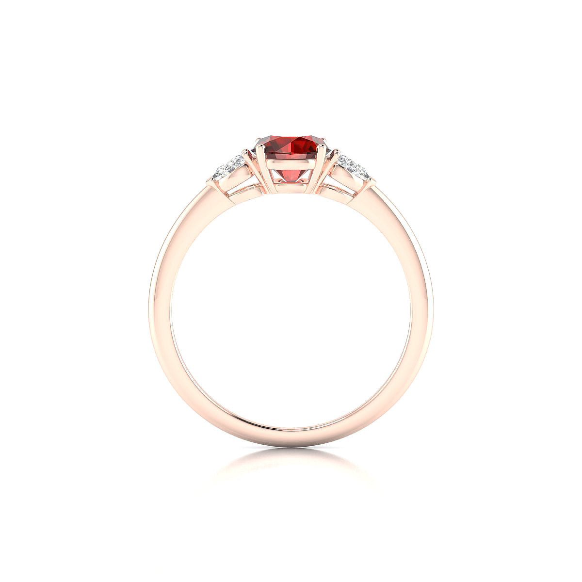 Water | 18k Rose Gold 6 mm Round Garnet Ring