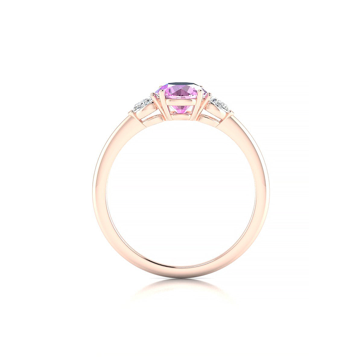 Water | 18k Rose Gold 6 mm Round Pink Sapphire Ring