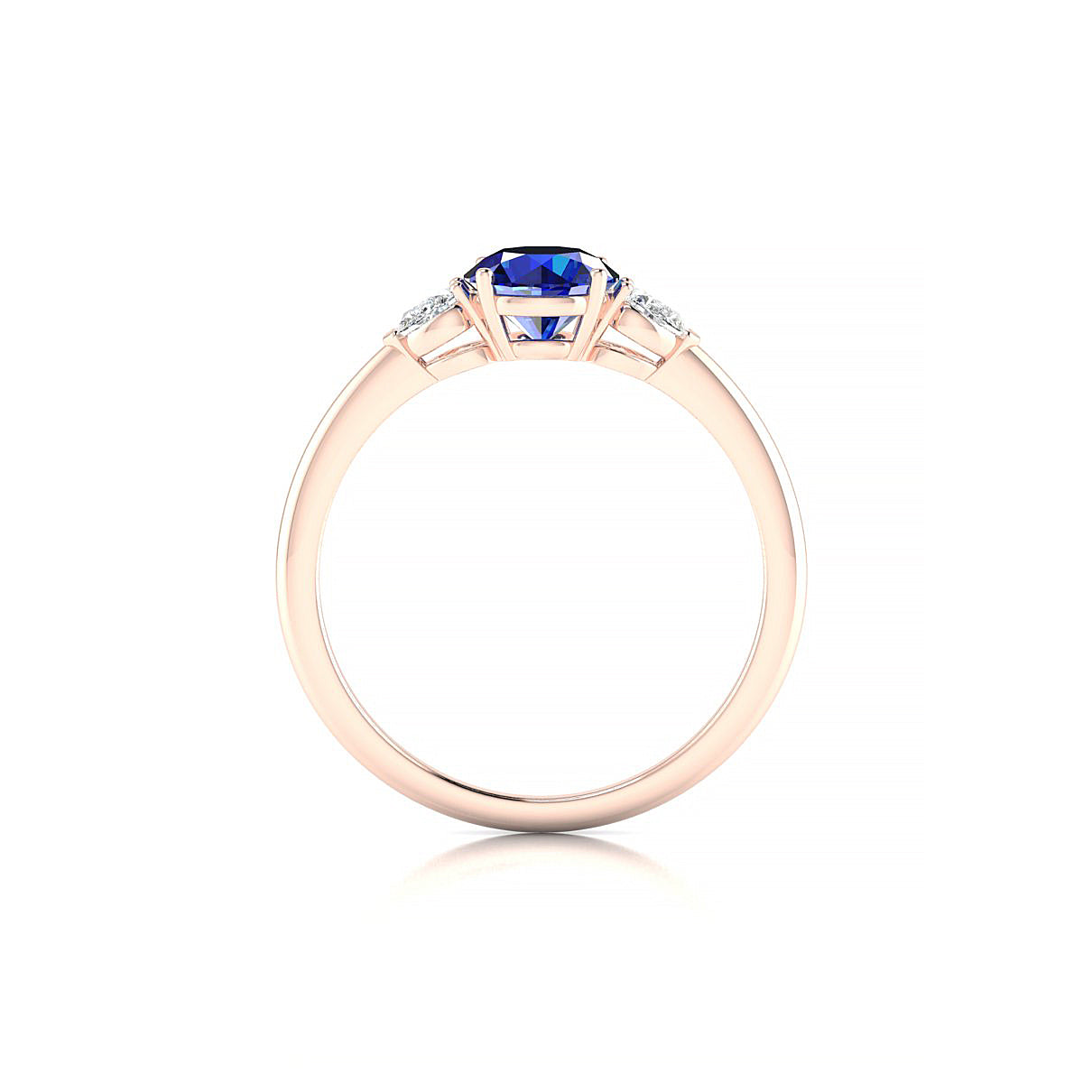Water | 18k Rose Gold 6 mm Round Sapphire Ring