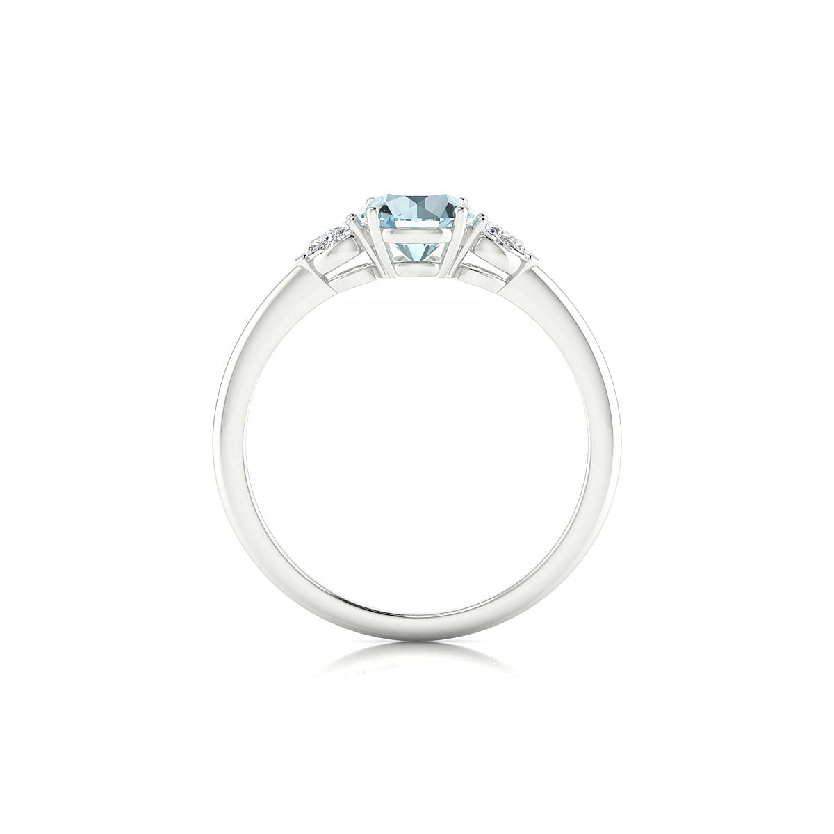 Water | 18k White Gold 6 mm Round Aquamarine Ring