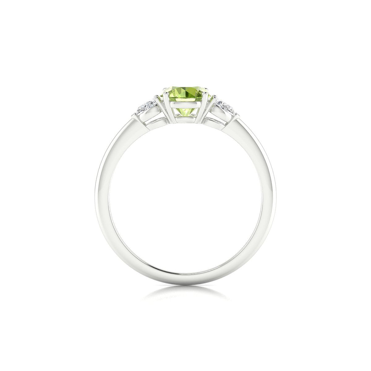 Water | 18k White Gold 6 mm Round Peridot Ring