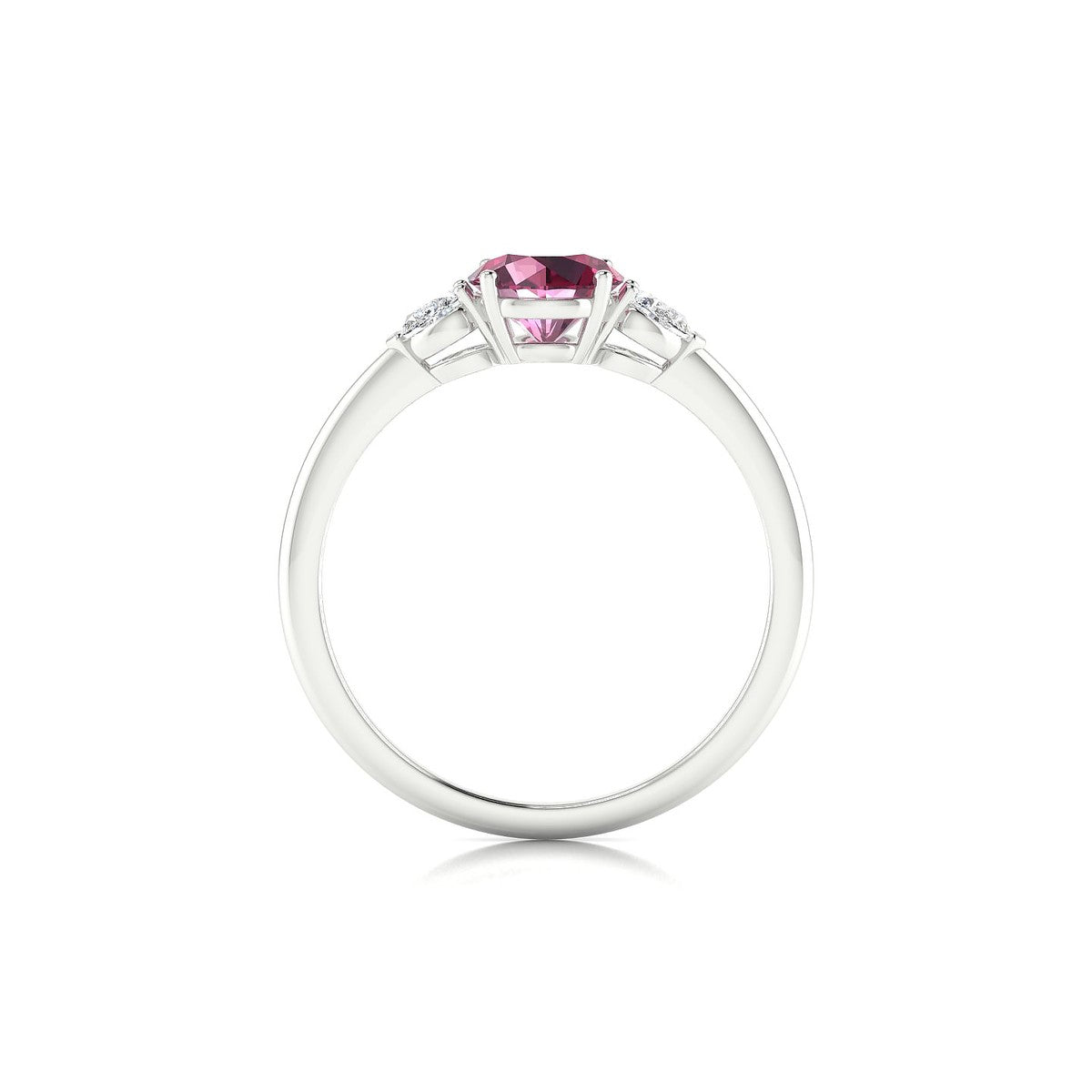 Water | 18k White Gold 6 mm Round Rhodolite Ring