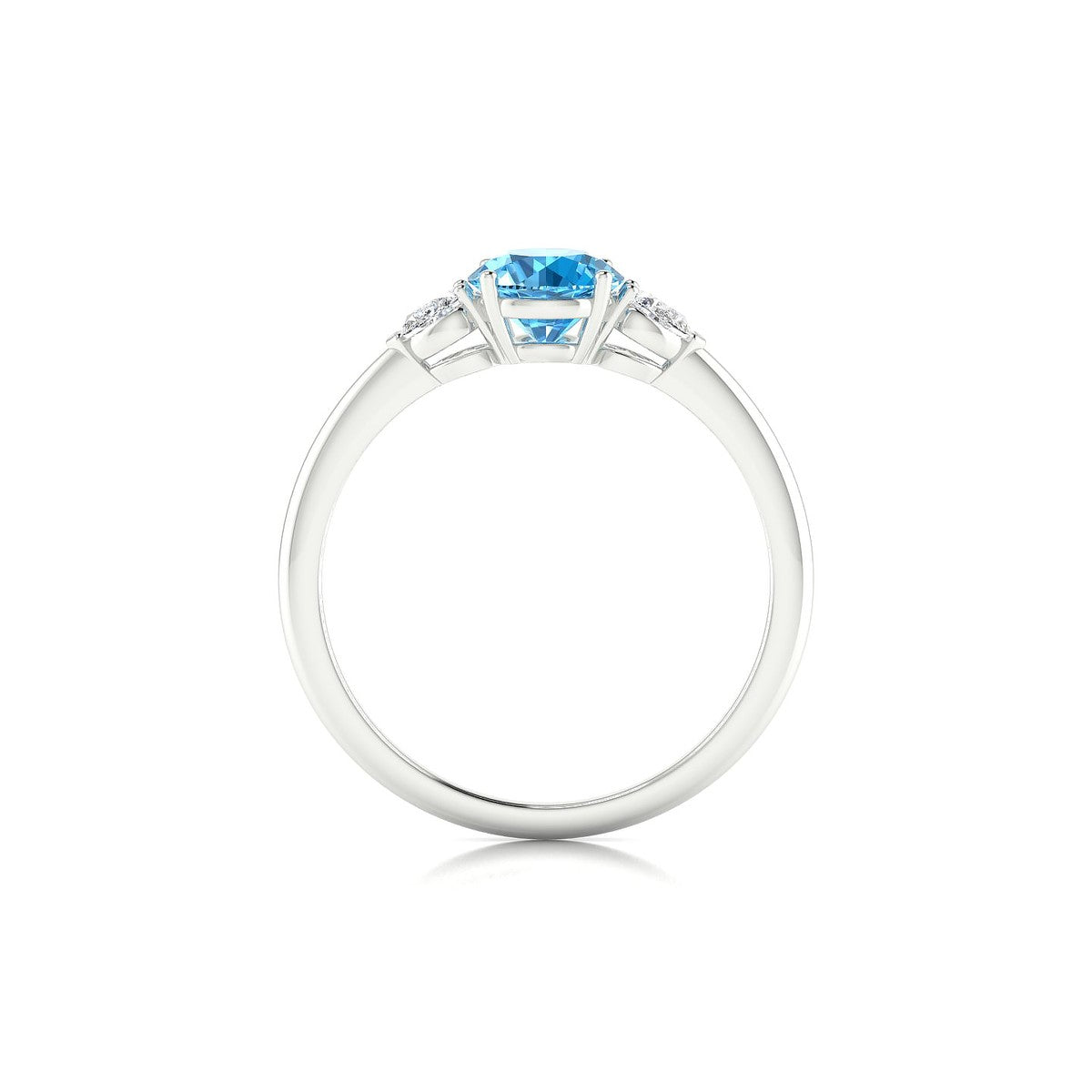 Water | 18k White Gold 6 mm Round Topaz Ring