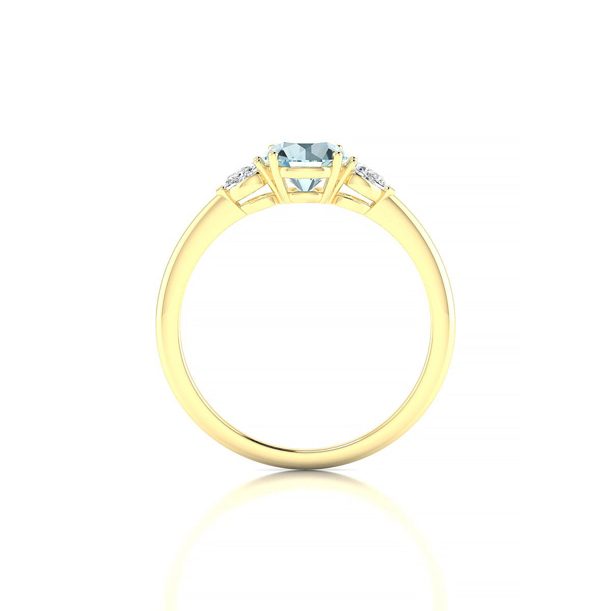 Water | 18k Yellow Gold 6 mm Round Aquamarine Ring