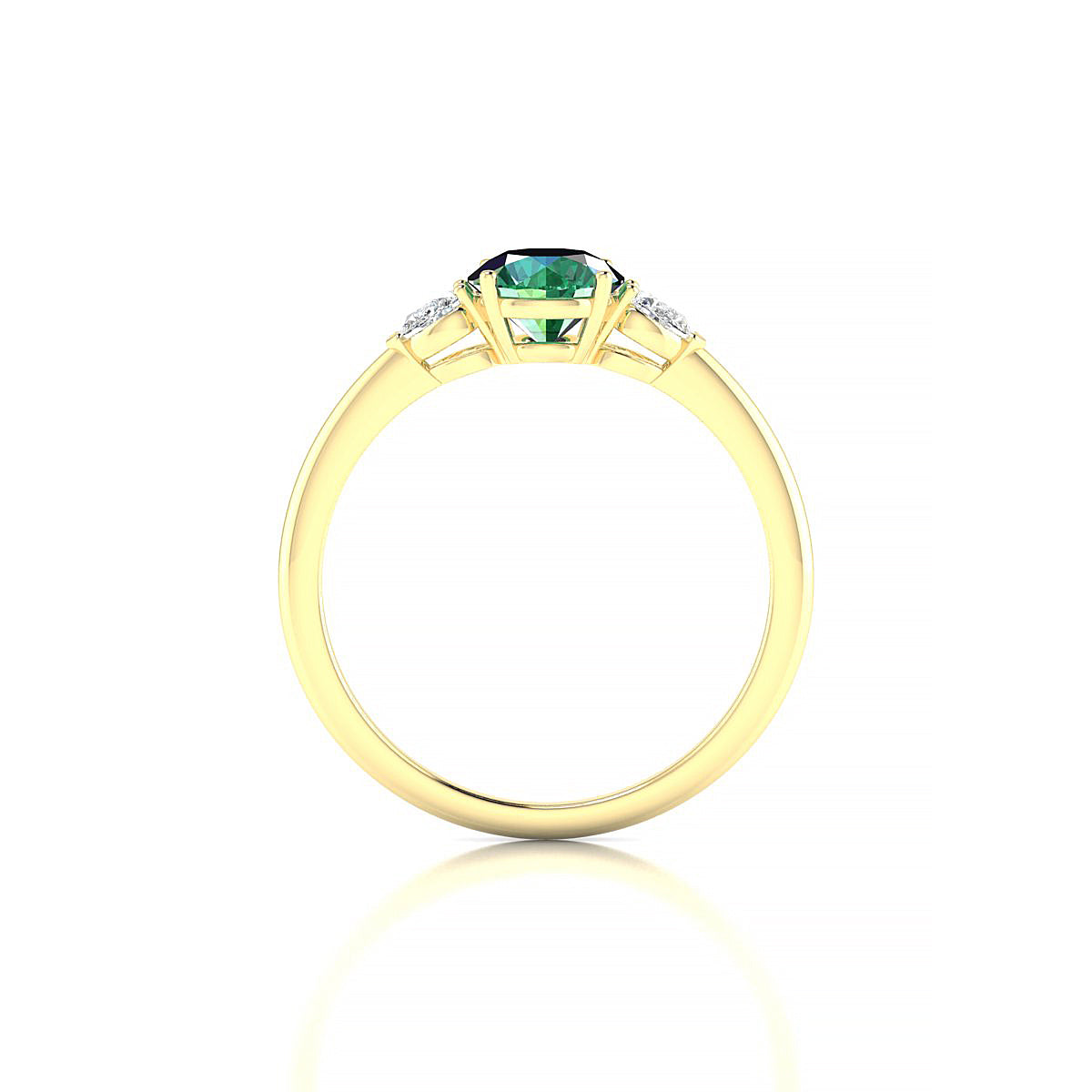 Water | 18k Yellow Gold 6 mm Round Emerald Ring
