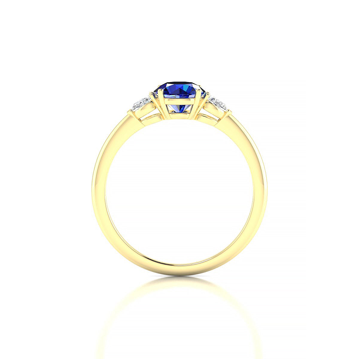 Water | 18k Yellow Gold 6 mm Round Sapphire Ring
