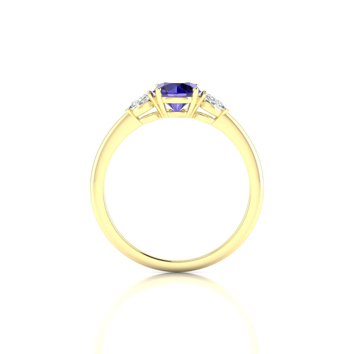 Water | 18k Yellow Gold 6 mm Round Tanzanite Ring