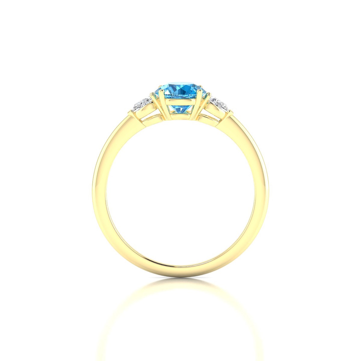 Water | 18k Yellow Gold 6 mm Round Topaz Ring