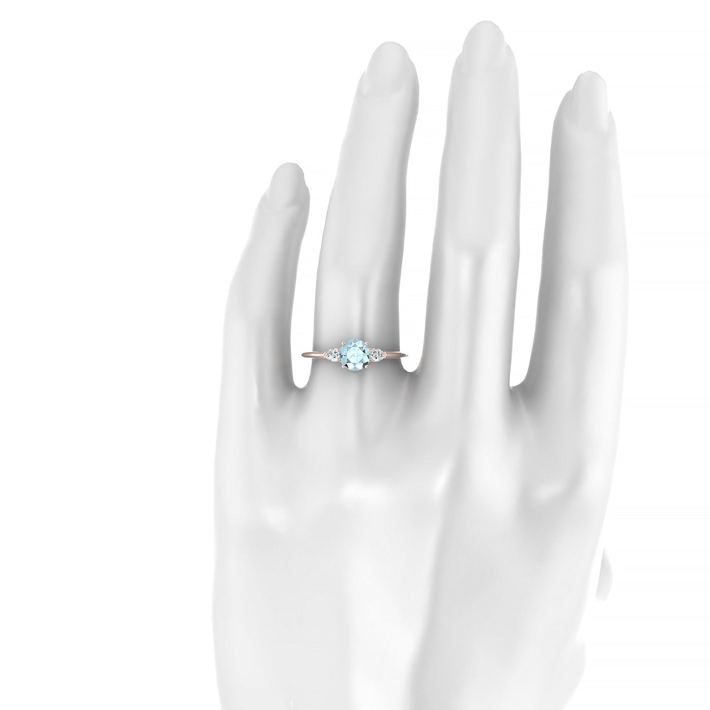 Water | 18k Rose Gold 6 mm Round Aquamarine Ring