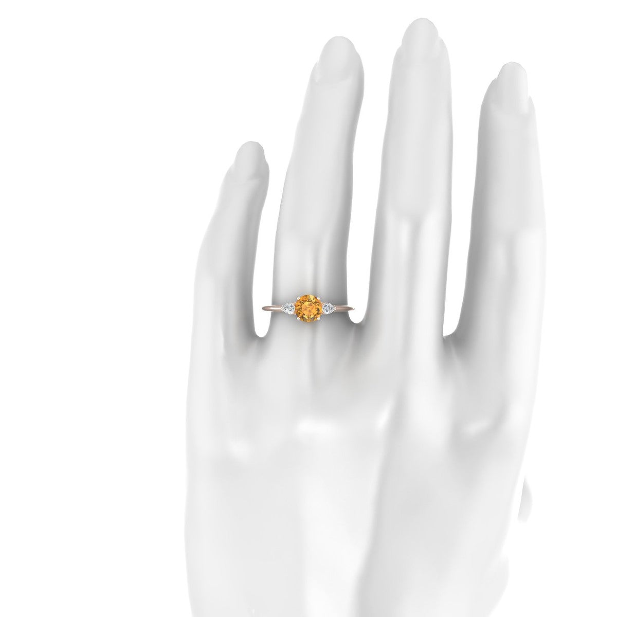 Water | 18k Rose Gold 6 mm Round Citrine Ring