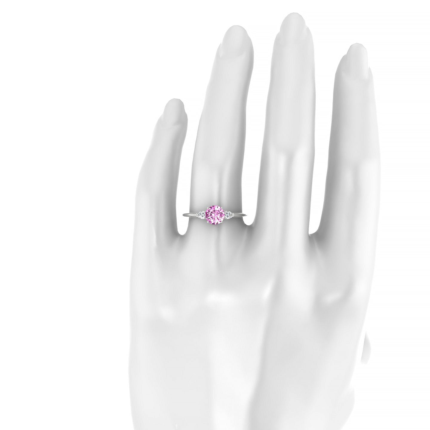 Water | 18k White Gold 6 mm Round Pink Sapphire Ring