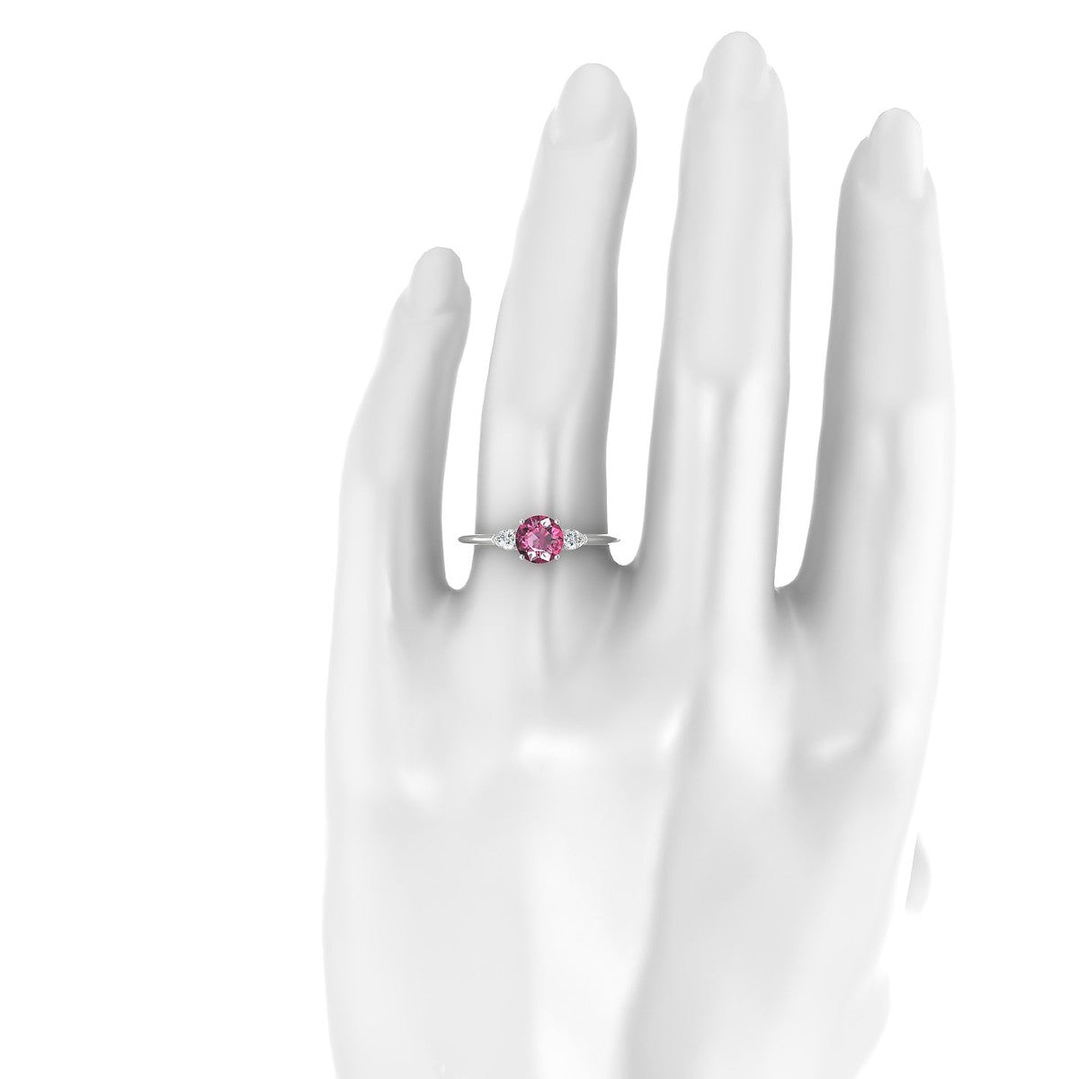 Water | 18k White Gold 6 mm Round Rhodolite Ring