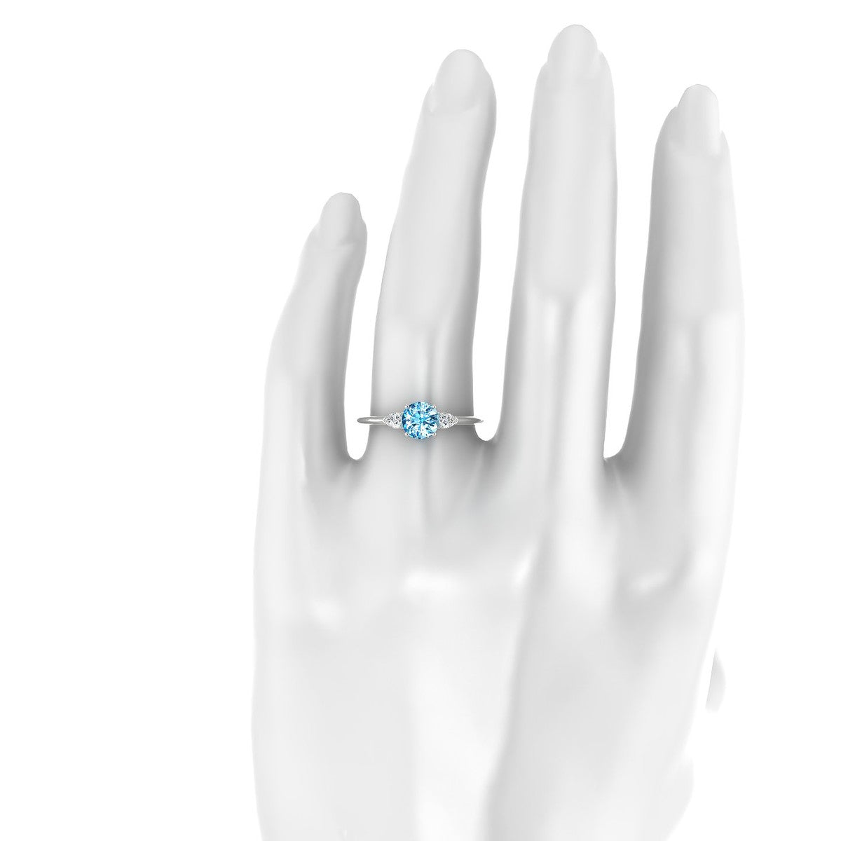 Water | 18k White Gold 6 mm Round Topaz Ring