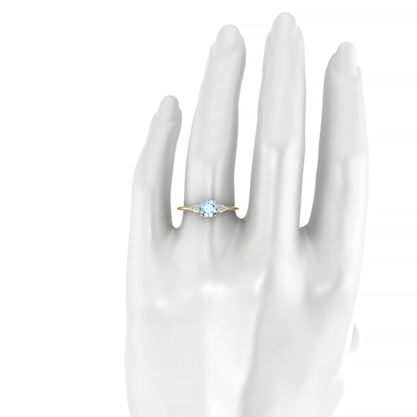 Water | 18k Yellow Gold 6 mm Round Aquamarine Ring