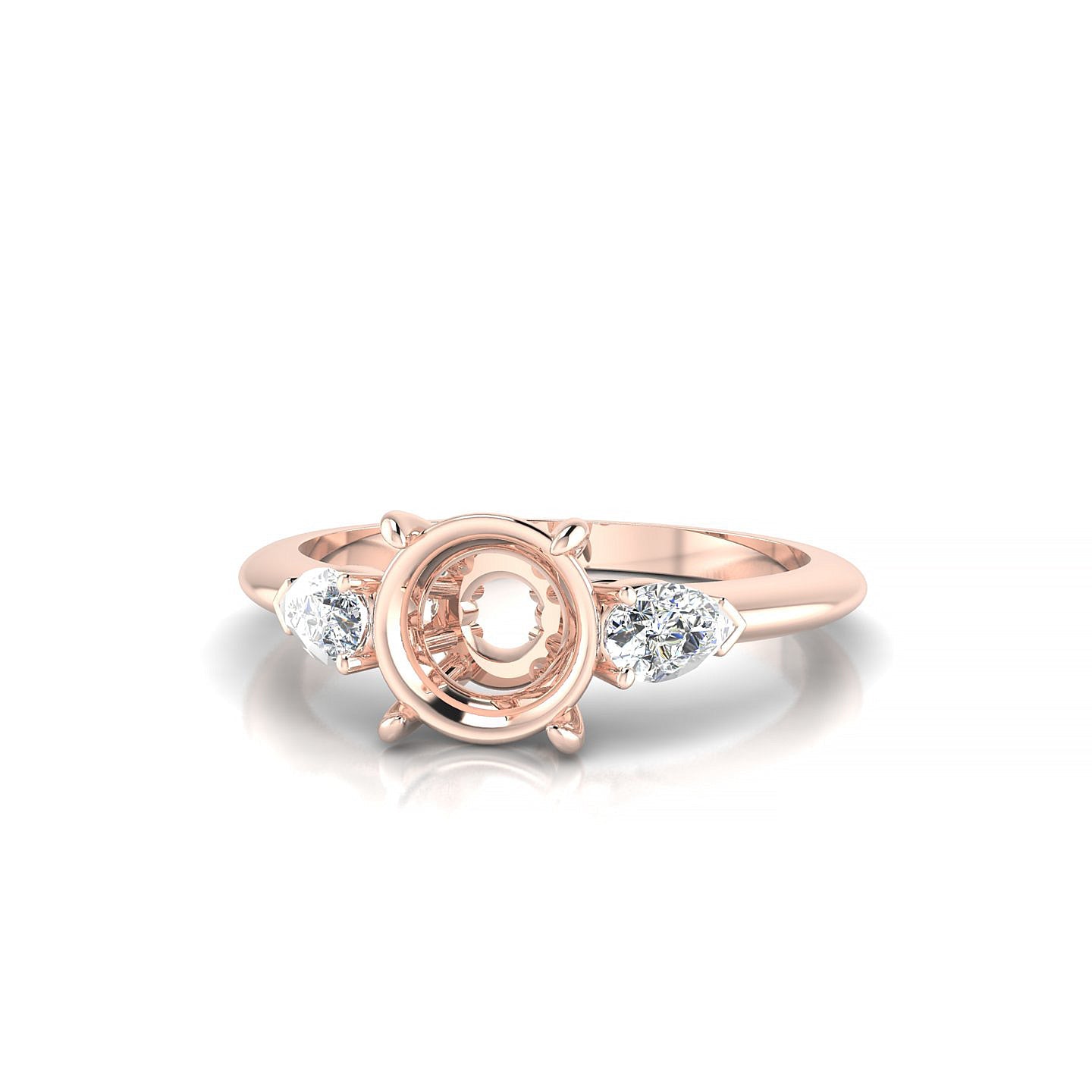 Water Round 2-2.99 ct | 18k Rose Gold Side Stones Ring