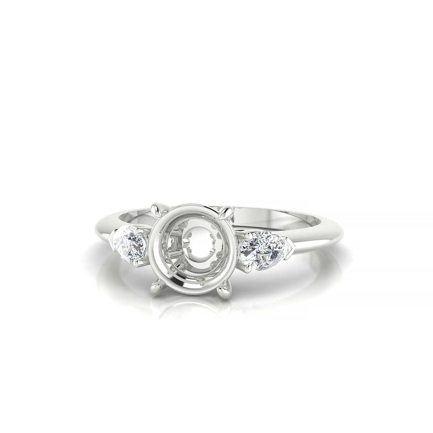 Water Round 2-2.99 ct | 18k White Gold Side Stones Ring