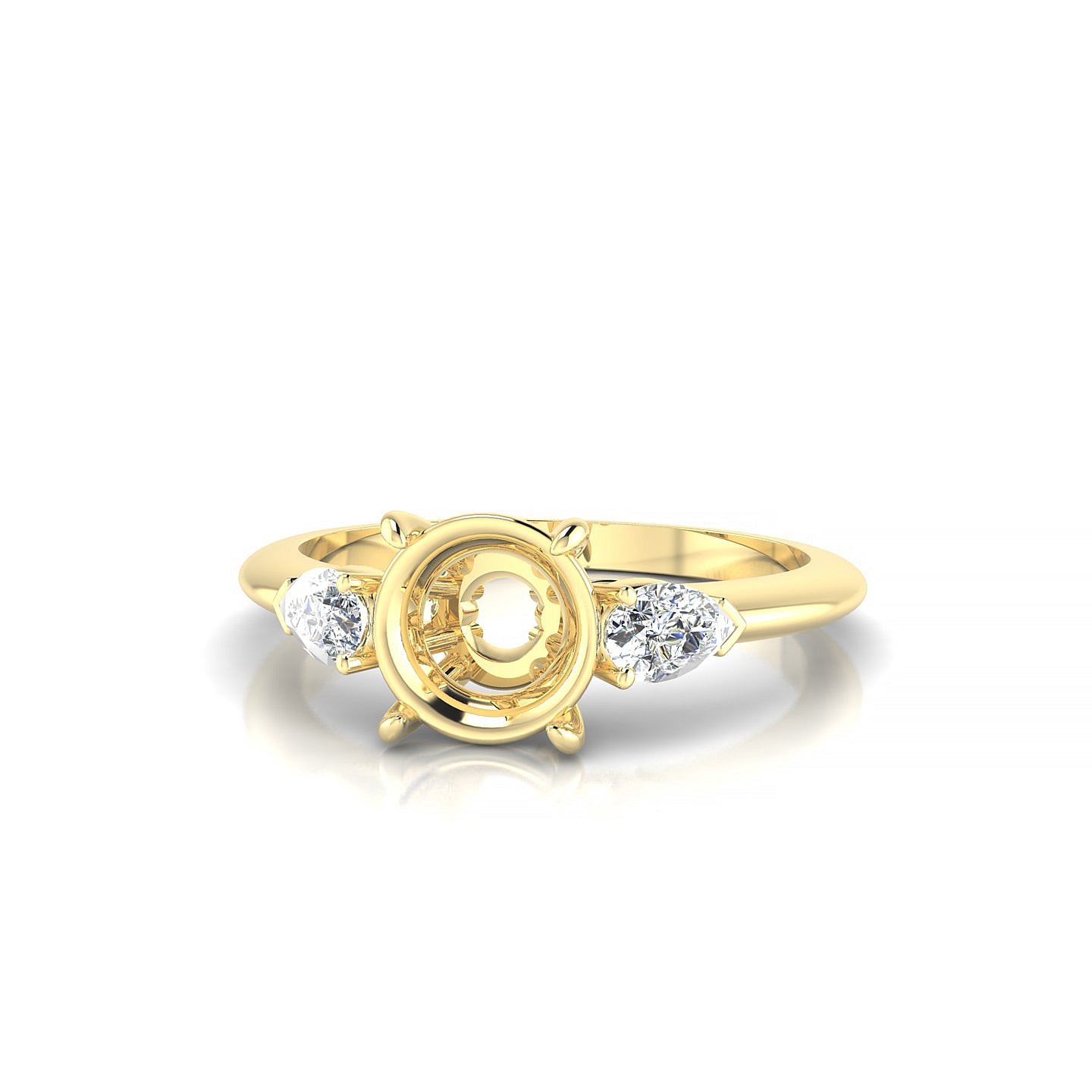 Water Round 2-2.99 ct | 18k Yellow Gold Side Stones Ring