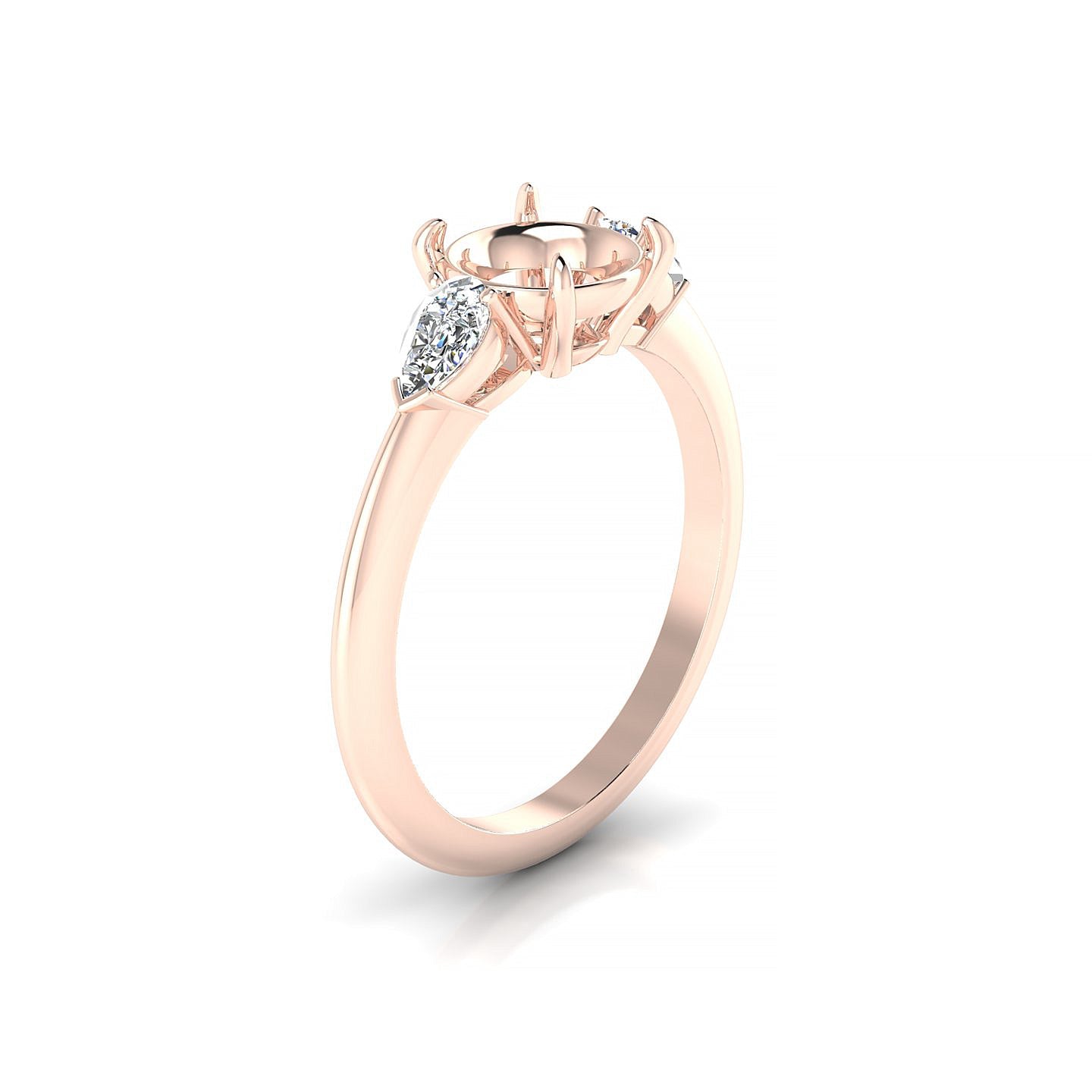 Water Round 2-2.99 ct | 18k Rose Gold Side Stones Ring