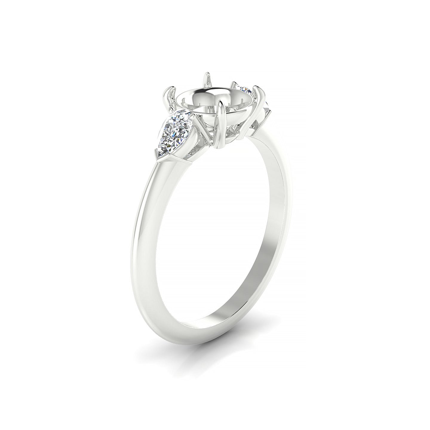 Water Round 2-2.99 ct | 18k White Gold Side Stones Ring