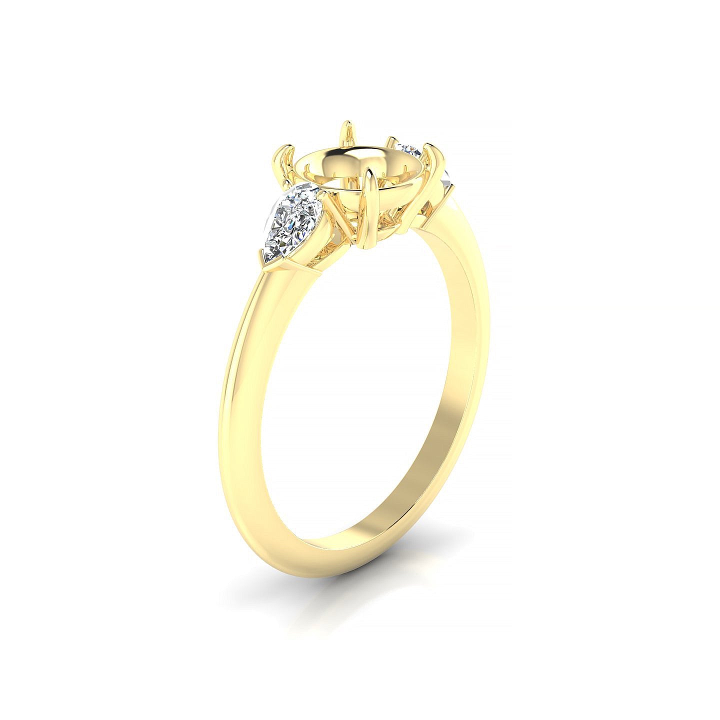 Water Round 2-2.99 ct | 18k Yellow Gold Side Stones Ring