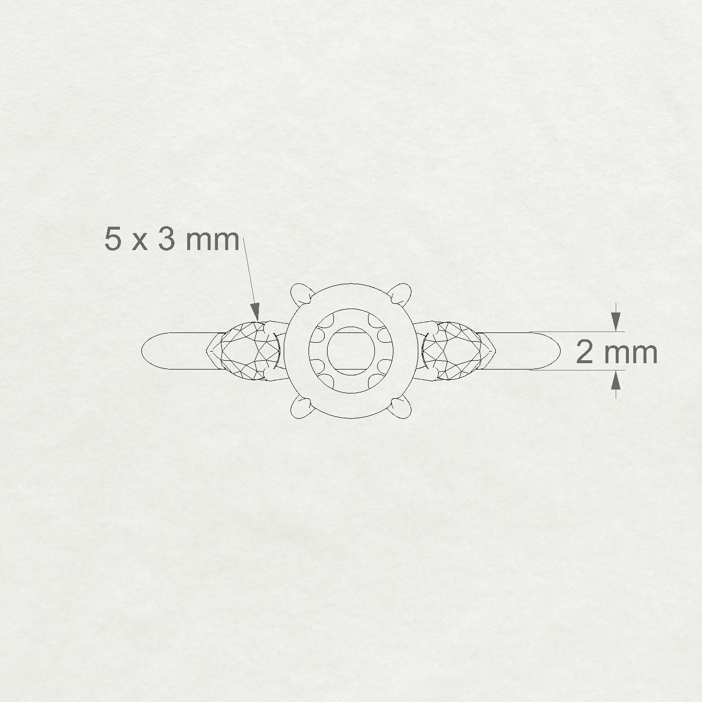 Water Round 2-2.99 ct | 18k Yellow Gold Side Stones Ring