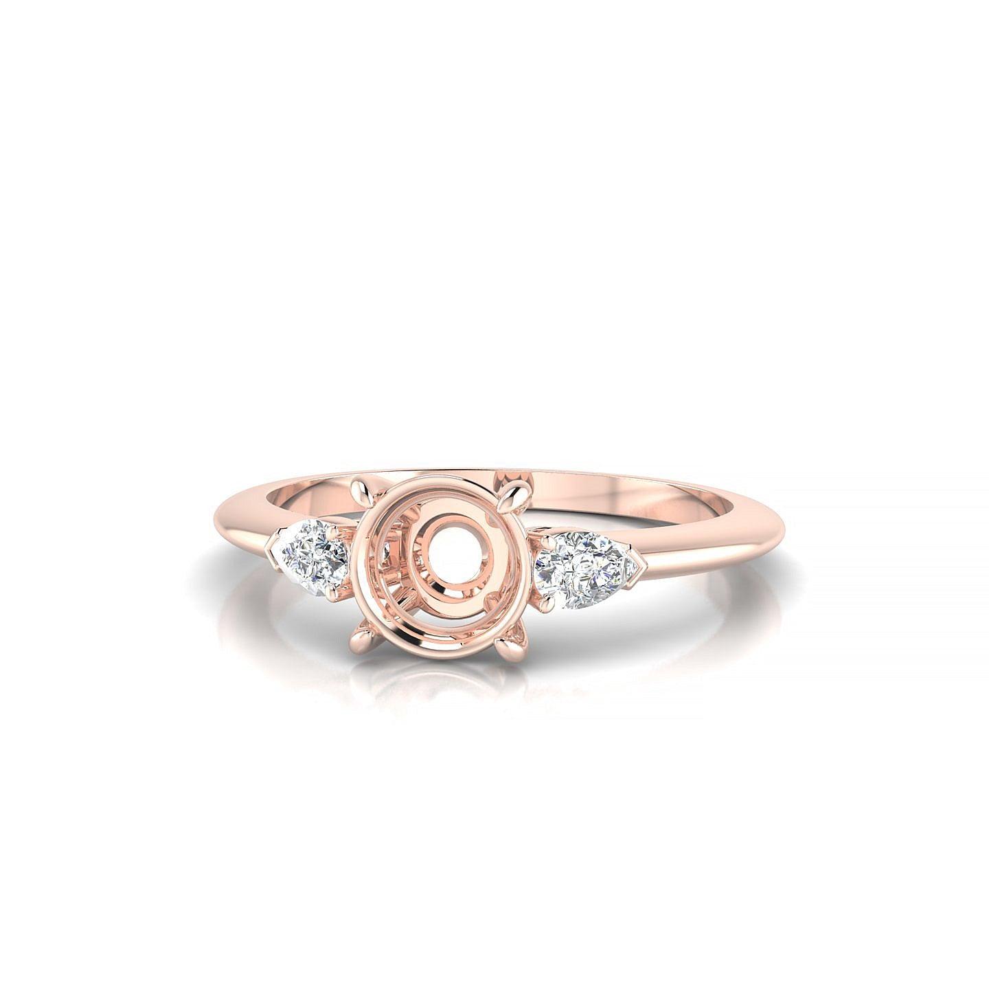 Water Round 1-1.99 ct | 18k Rose Gold Side Stones Ring