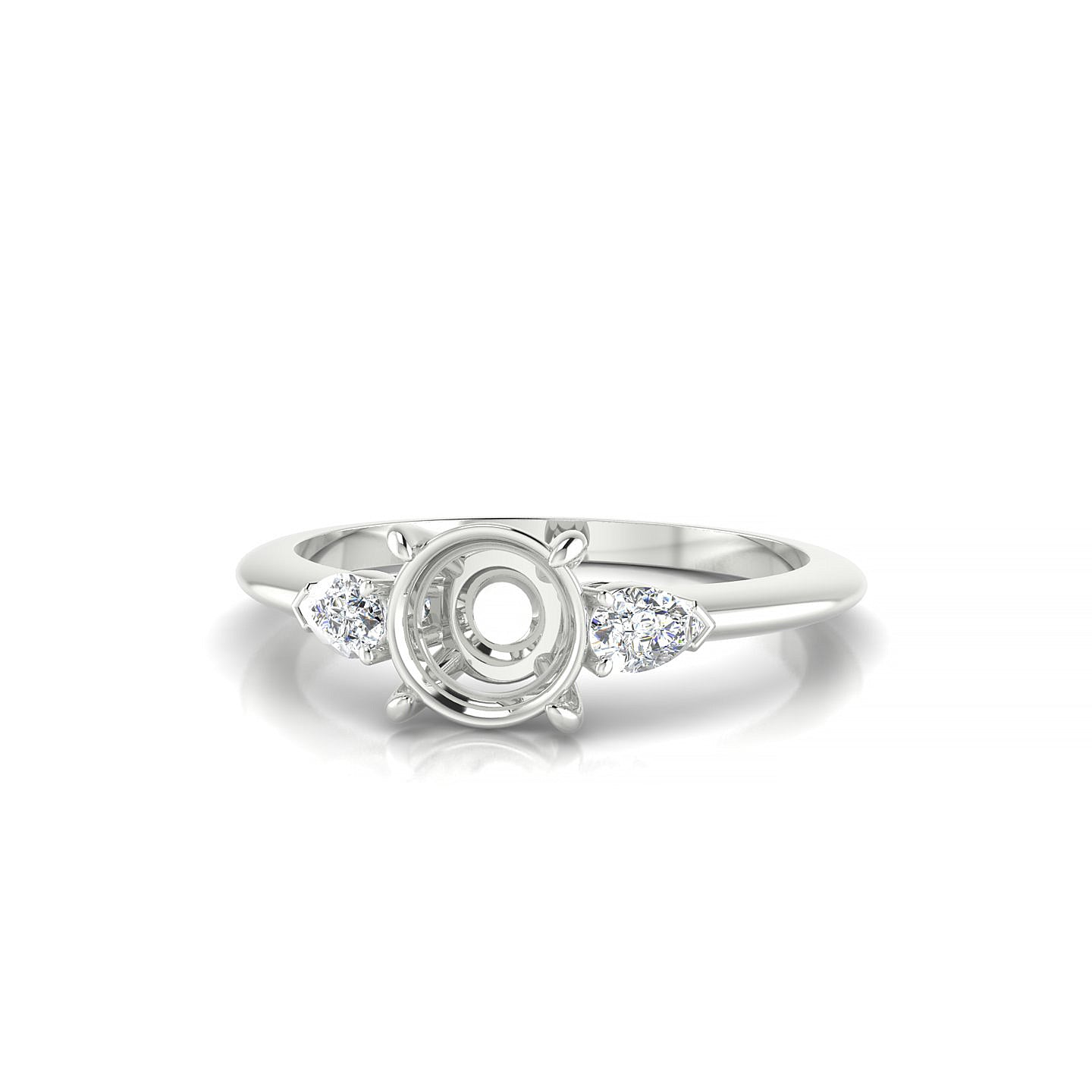 Water Round 1-1.99 ct | 18k White Gold Side Stones Ring