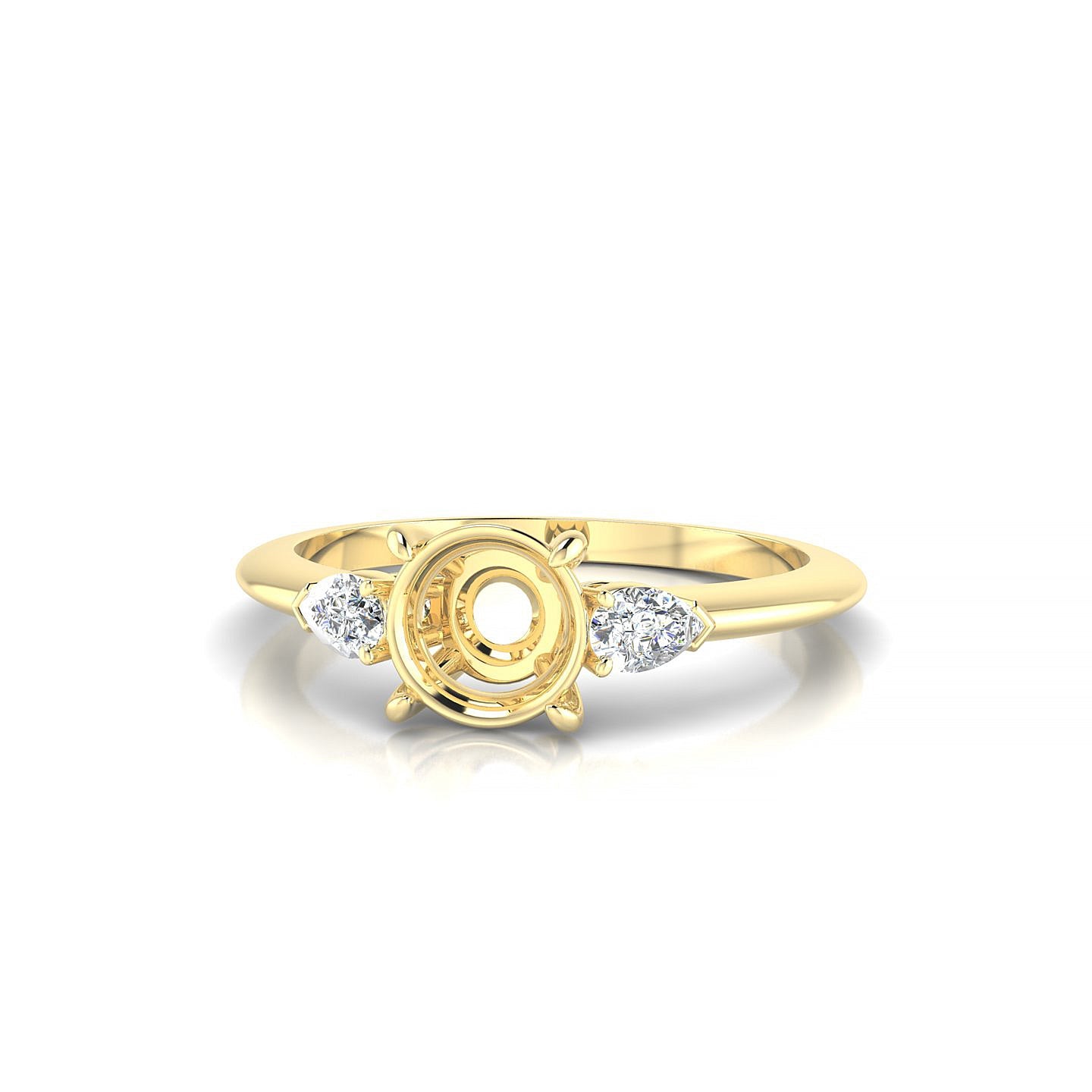 Water Round 1-1.99 ct | 18k Yellow Gold Side Stones Ring