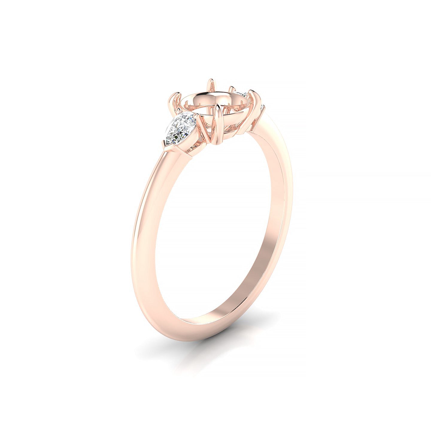 Water Round 1-1.99 ct | 18k Rose Gold Side Stones Ring