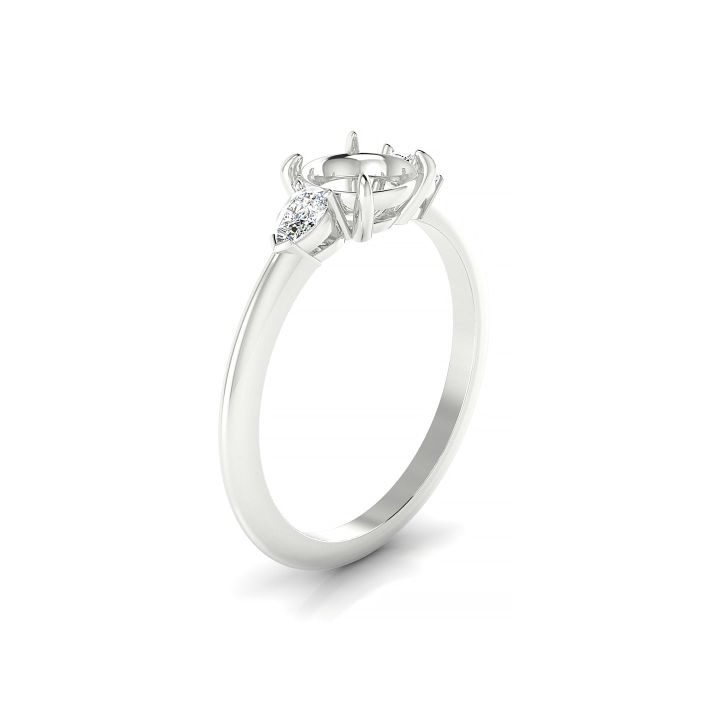 Water Round 1-1.99 ct | 18k White Gold Side Stones Ring