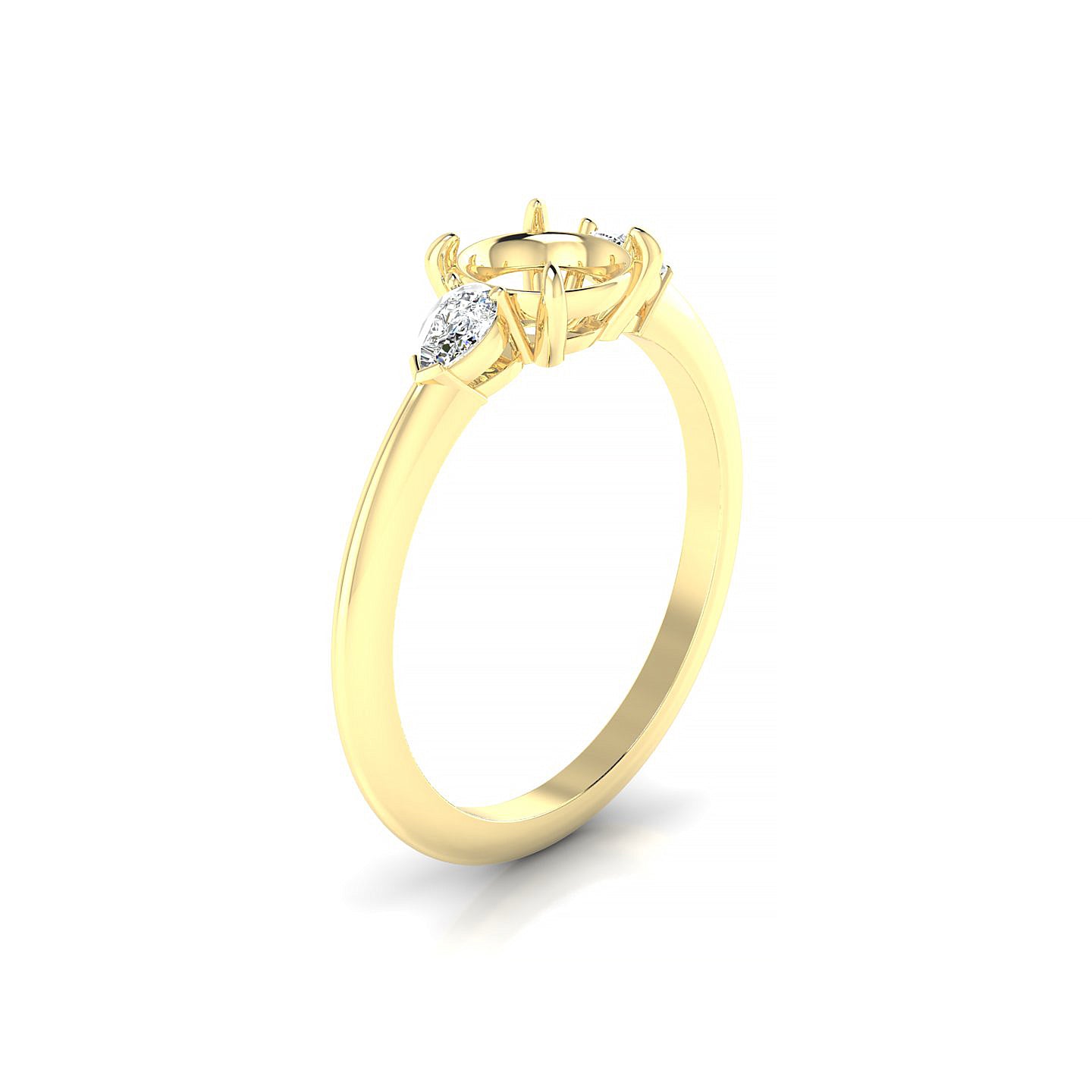 Water Round 1-1.99 ct | 18k Yellow Gold Side Stones Ring