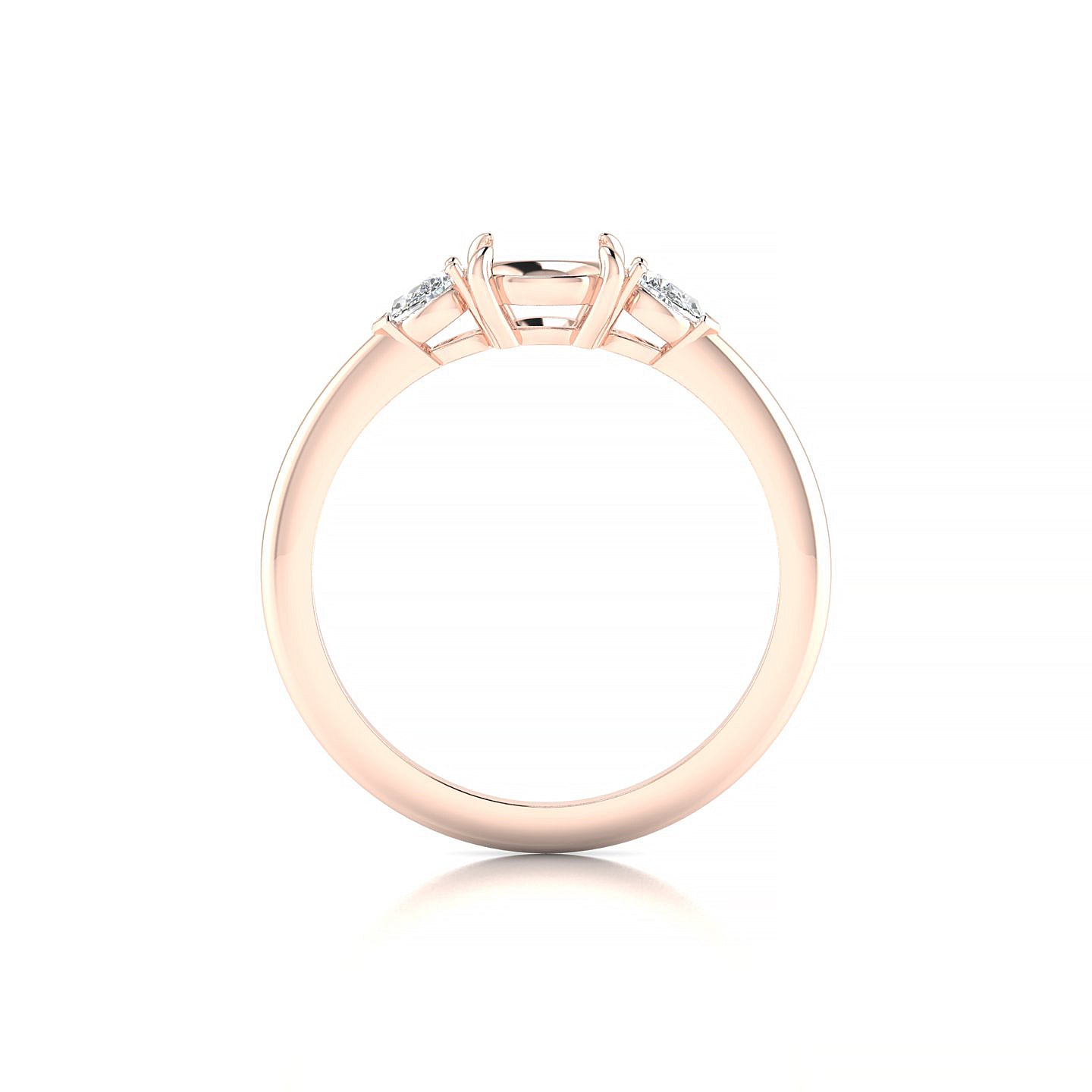 Water Round 1-1.99 ct | 18k Rose Gold Side Stones Ring