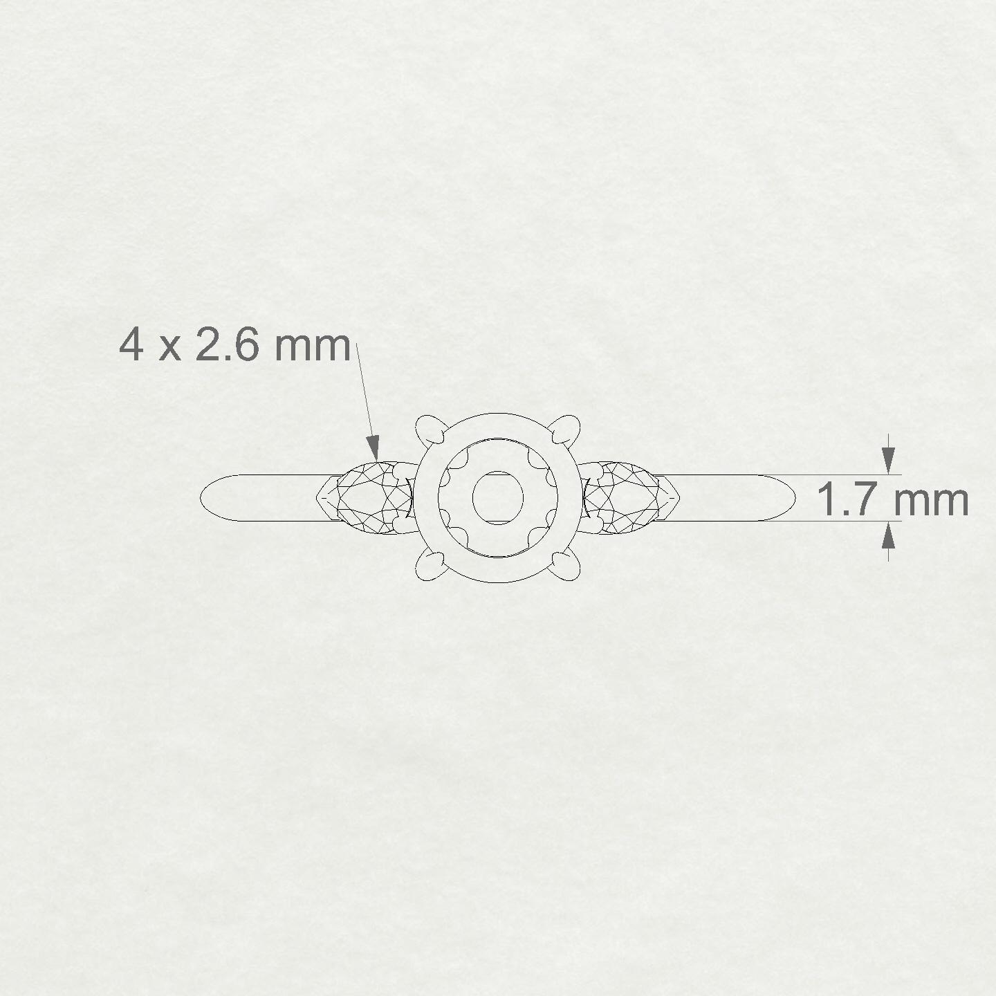 Water Round 1-1.99 ct | 18k Rose Gold Side Stones Ring