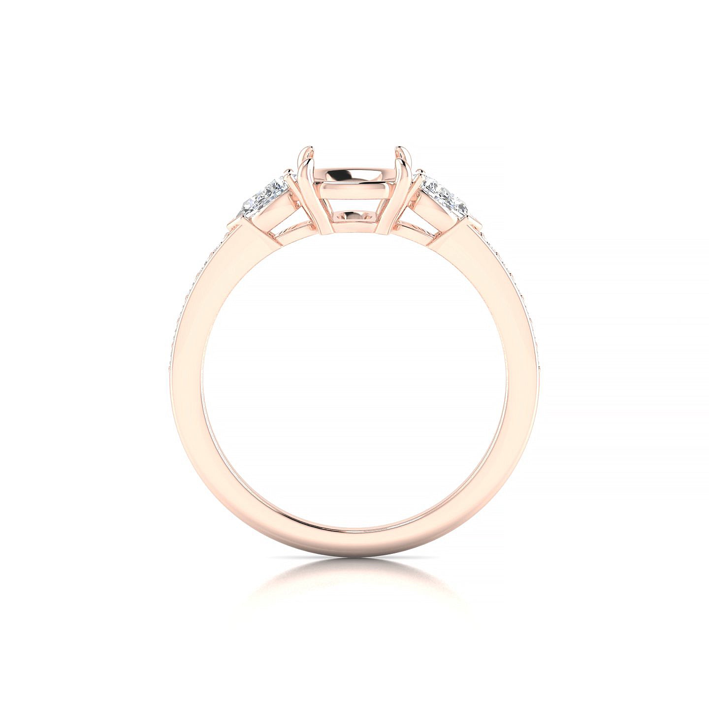 Waterfall Cushion 2-2.99 ct | 18k Rose Gold Side Stones Ring
