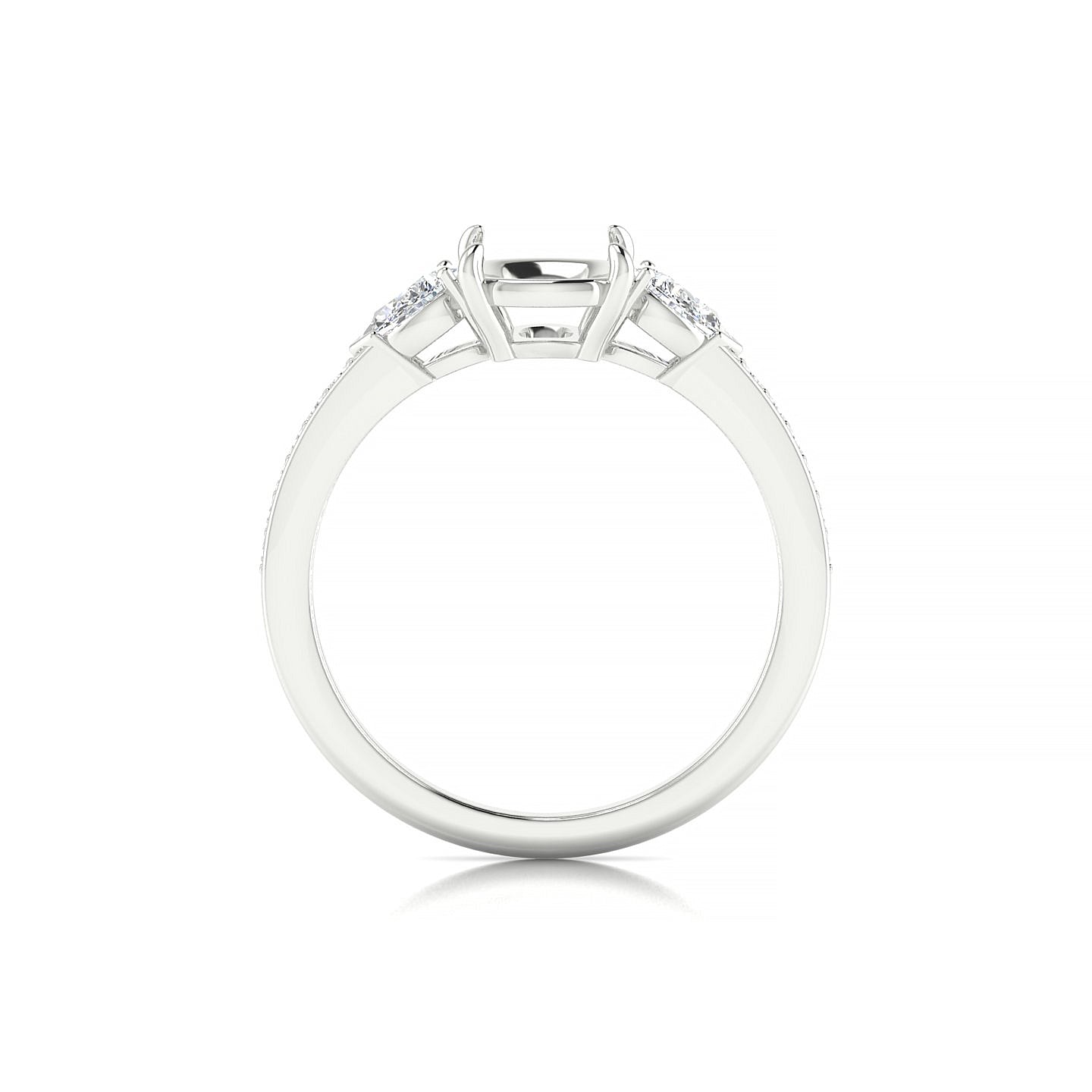 Waterfall Cushion 2-2.99 ct | 18k White Gold Side Stones Ring