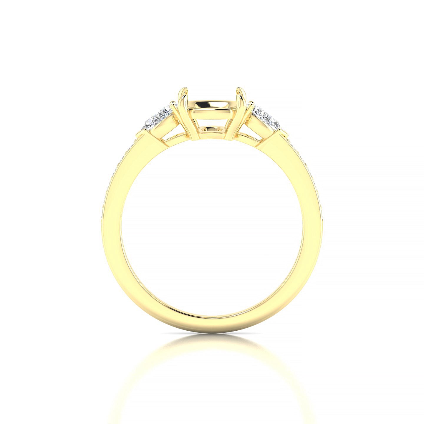 Waterfall Cushion 2-2.99 ct | 18k Yellow Gold Side Stones Ring