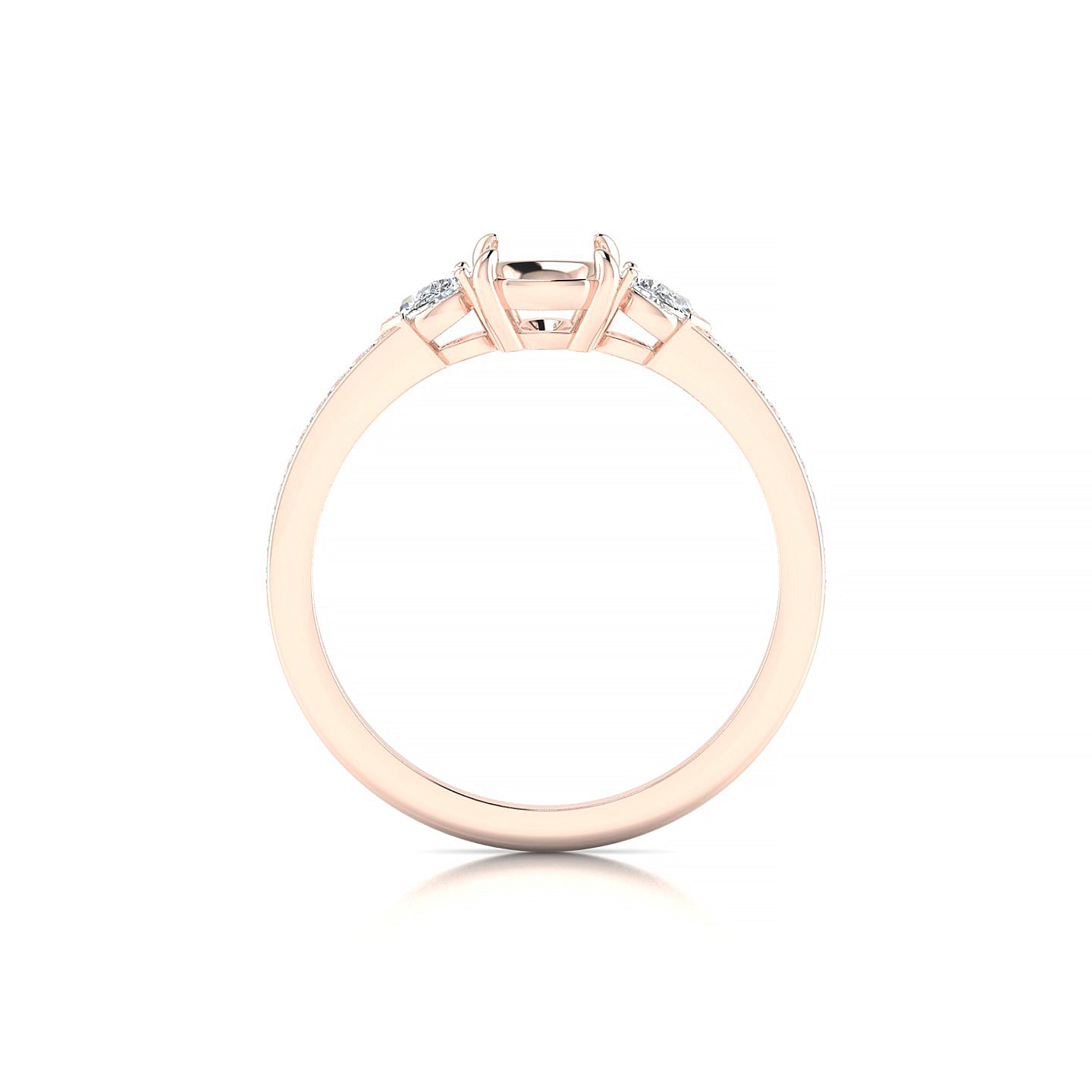 Waterfall Cushion 1-1.99 ct | 18k Rose Gold Side Stones Ring