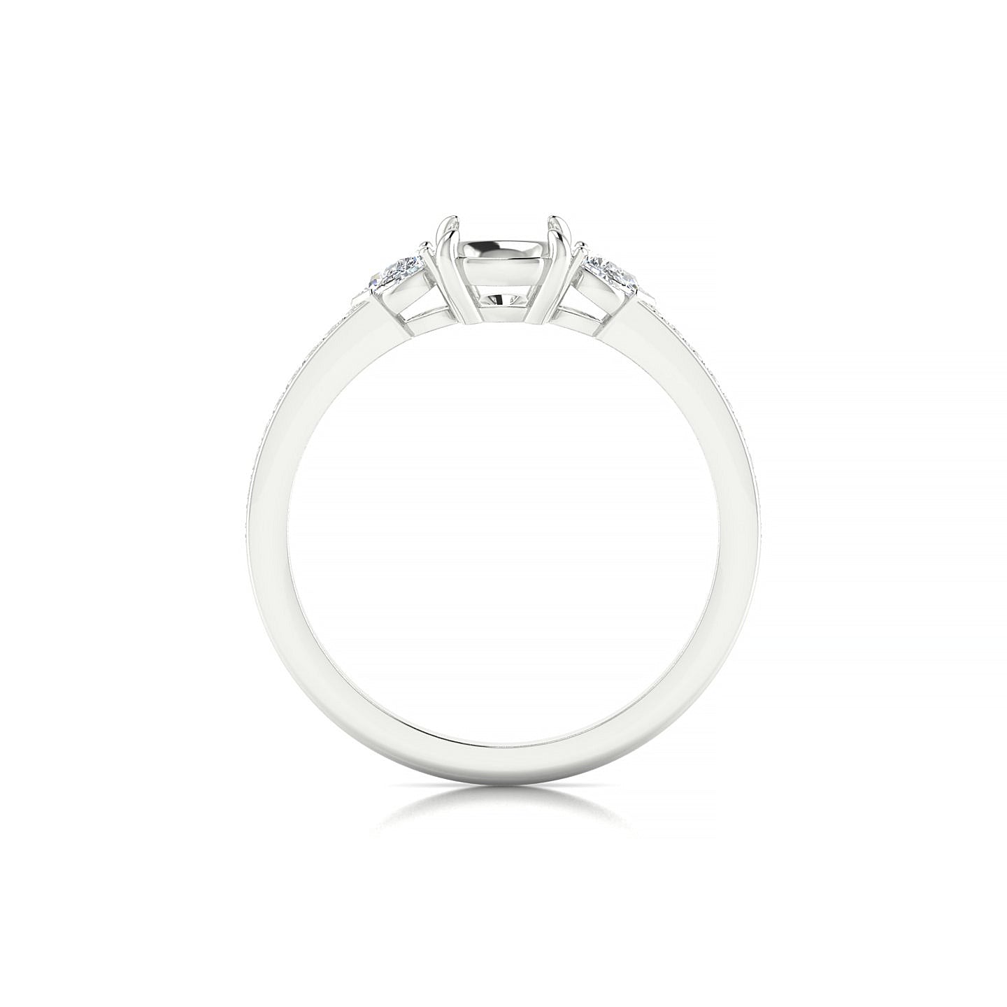 Waterfall Cushion 1-1.99 ct | 18k White Gold Side Stones Ring