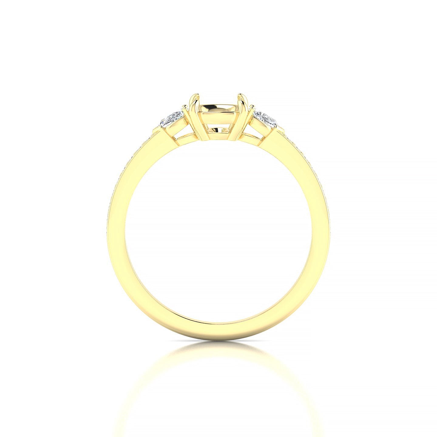 Waterfall Cushion 1-1.99 ct | 18k Yellow Gold Side Stones Ring