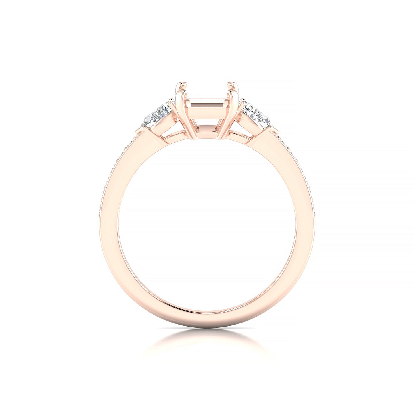 Waterfall Emerald 2-2.99 ct | 18k Rose Gold Side Stones Ring