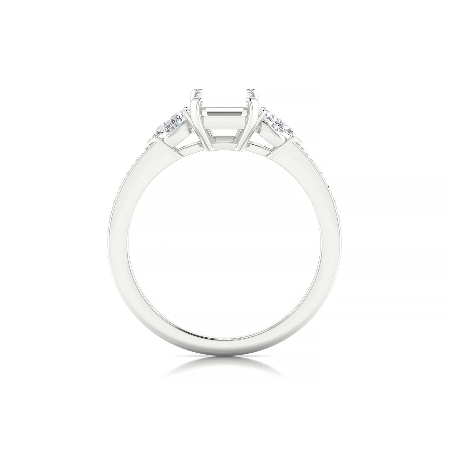 Waterfall Emerald 2-2.99 ct | 18k White Gold Side Stones Ring