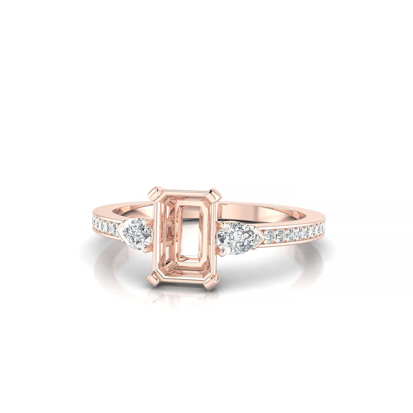 Waterfall Emerald 1-1.99 ct | 18k Rose Gold Side Stones Ring