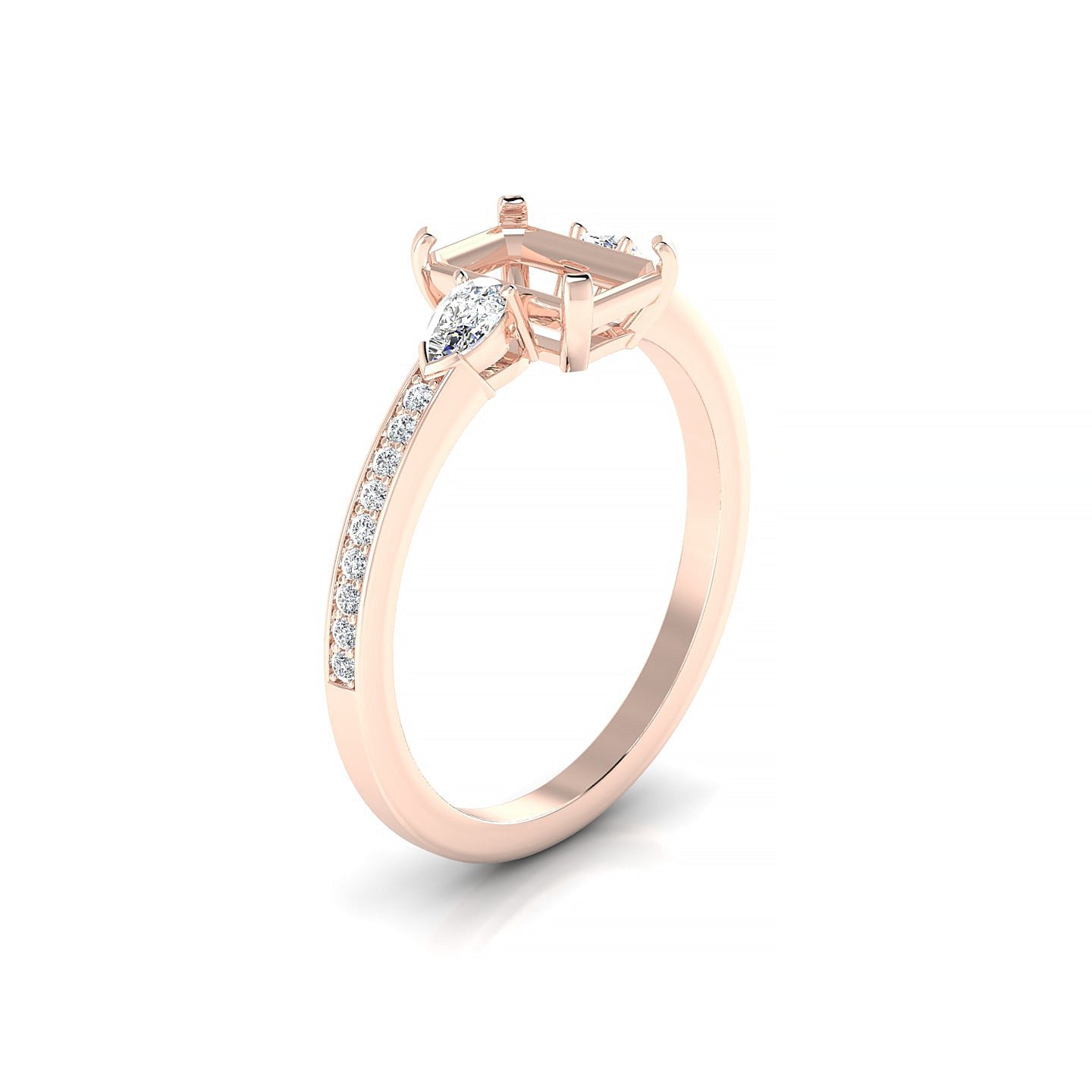 Waterfall Emerald 1-1.99 ct | 18k Rose Gold Side Stones Ring